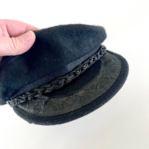 Greek Fisherman Cap Vintage Black Wool Blend Made in Greece Size 7 - Picture 3 of 11